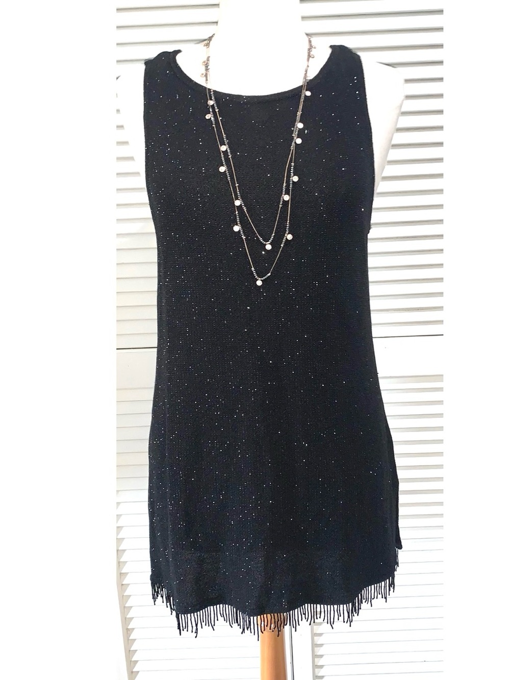 Vintage 90s Ronnie Nicole glitter knit mini dress with fringes Women’s size 12
